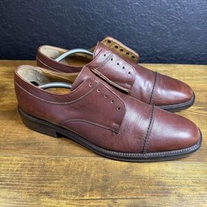 ET Wright Mens Size 12B Brown Leather Cap Toe Oxford Dress Shoes Lace‎ Up